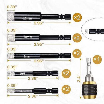 11PCS六角柄开孔器+六角柄大头弹出式快脱自锁接杆