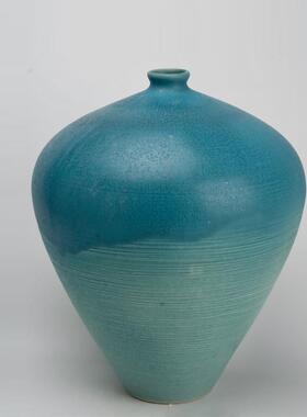 粗花器复古侘陶罐小口瓷花瓶摆件窑变CH-L0223绿寂植陶插花日陶式
