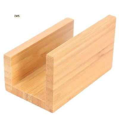 5X Bamboo Wood Desktop Business Card Holder For Desk Sturdy