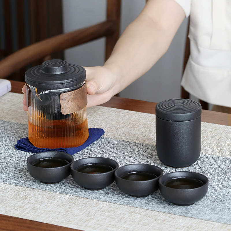 二便携式壶杯旅行单人装客户外随身茶具快四杯泡茶一壶小套包茶杯
