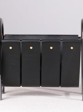 现杂GAG代轻奢金属吊带皮革志售架书摆件样板间楼处民宿书架房装