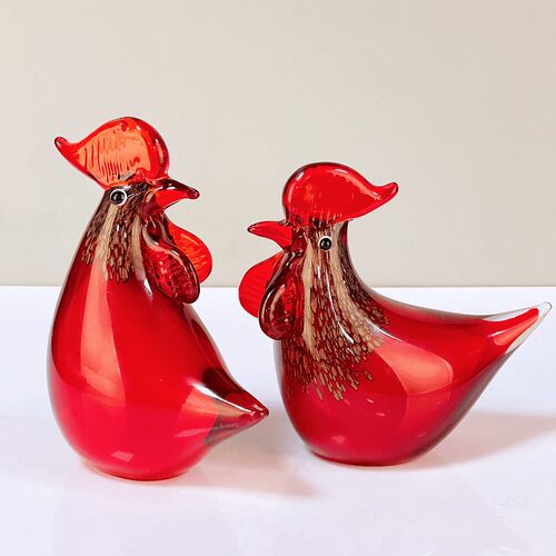 大红鸡琉璃家居装饰摆件LL0022