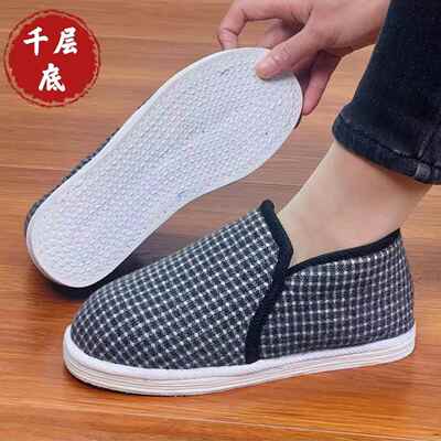 高档何航花千层底居棉冬季手工加绒加厚鞋中年老人家保棉暖妈妈棉