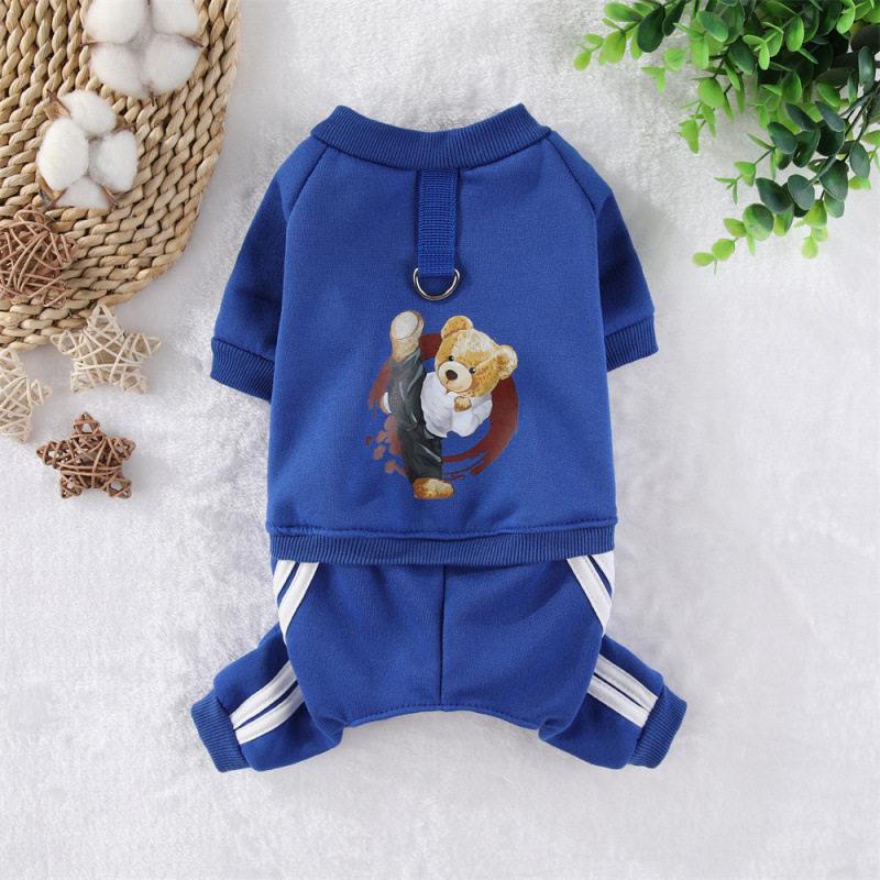 宠物无帽抓绒功夫熊衣服狗狗猫咪秋冬四腿卫衣小型犬泰迪比熊博美