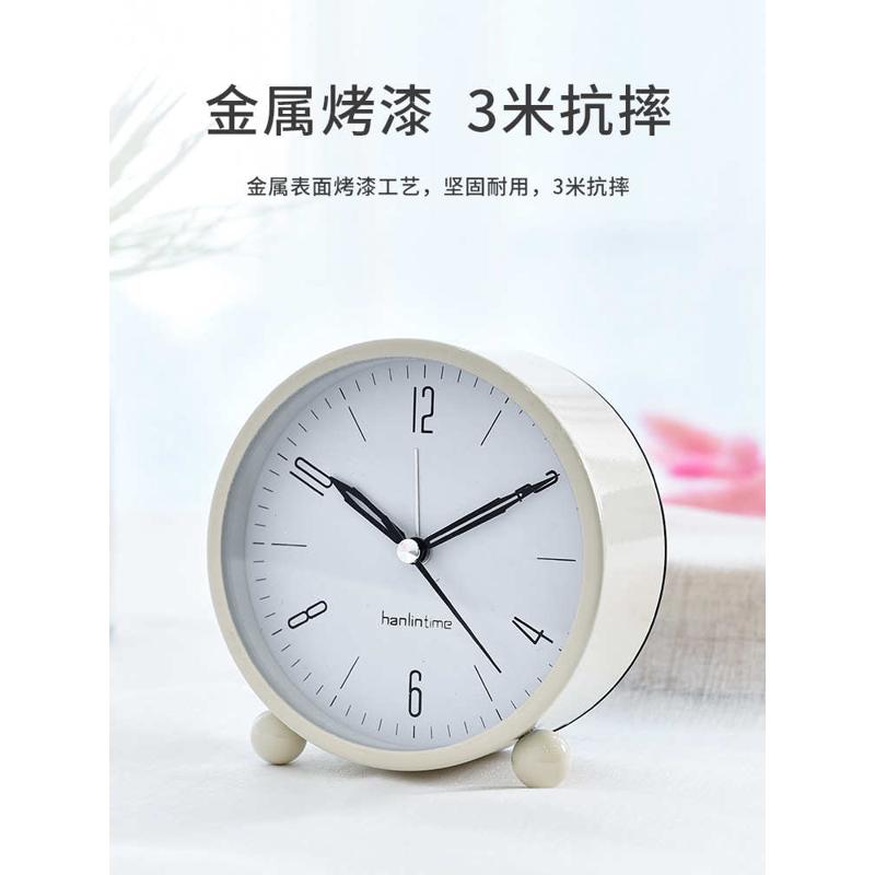 RI0T夜光小闹钟学生用静音钟表台式台钟时钟一体桌面摆件夜灯座钟