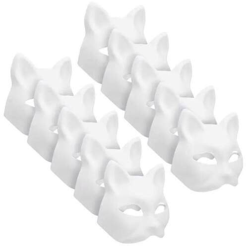 3-30Pcs Cat Fox Mask Halloween Blank Mask Costume for Kids A
