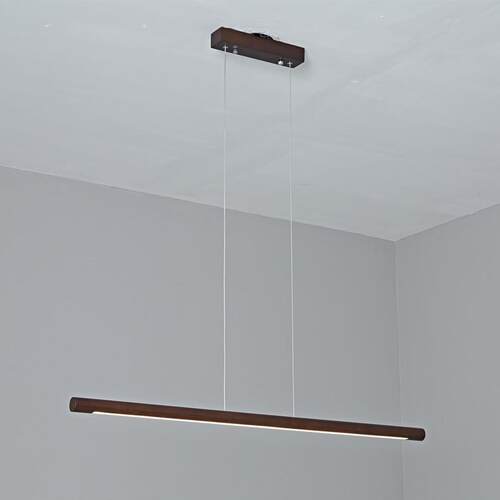 北欧简约LED圆棒长条吧台一字设计师实木新中式餐桌吊灯具5120圆