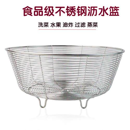 德国304不锈钢沥水篮厨房圆形洗菜盆水槽架筛子客厅家用水果篮收