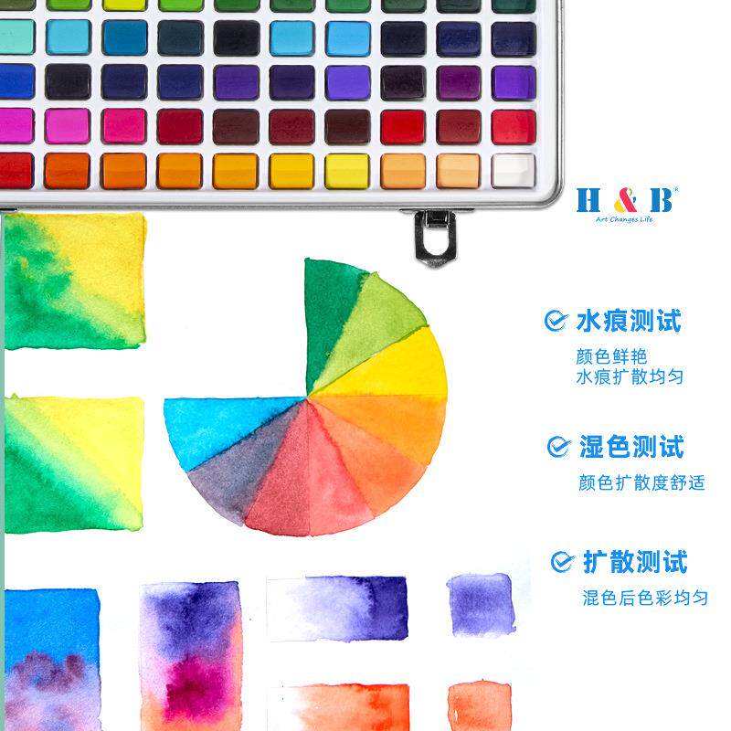 固体HB- GTWC水果彩颜绘画装套128色珠光色荧光色料糖色绘画美术