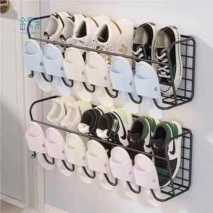 门上悬挂打孔简易贴墙上的托鞋挂钩免挂在壁挂式鞋架后壁鞋柜收纳