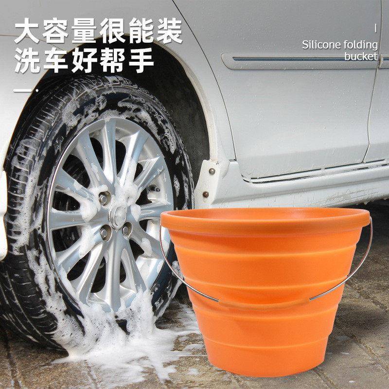 X1F户外折叠大号硅胶洗车桶车载便携钓鱼手提打水桶家用方形硅胶