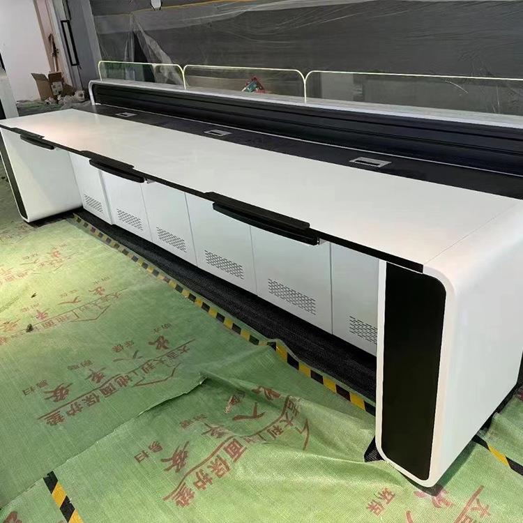 网监控指操作控挥制台QJQ作弧形络监控室调度桌子机柜工台电视墙