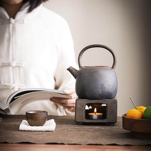 陶瓷醒茶道配件日式家用提香蜡烛茶叶加热焙茶烤炉粗陶茶茶炉器