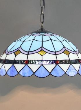 欧琈蒂凡尼地中海创意蓝色艺术艺术琉璃餐厅吊灯40CM16寸玻璃灯具