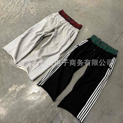 Pants Women Fashion Plaid Patchwork Loose New Trends Double