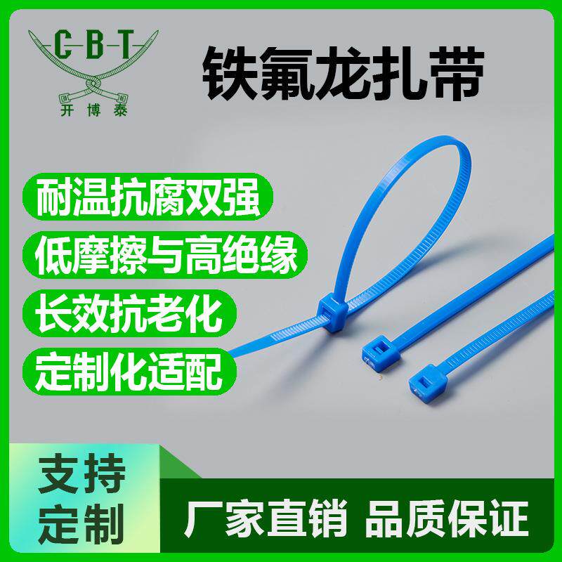 自锁式耐高温抗腐蚀工业级耐酸碱捆扎带现货铁氟龙扎带黑色