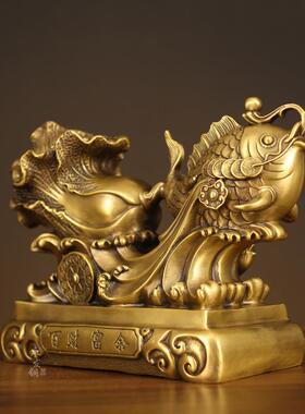 全铜百财居余富百财鱼工艺品家客厅办室白菜装ACP饰品开业公送礼