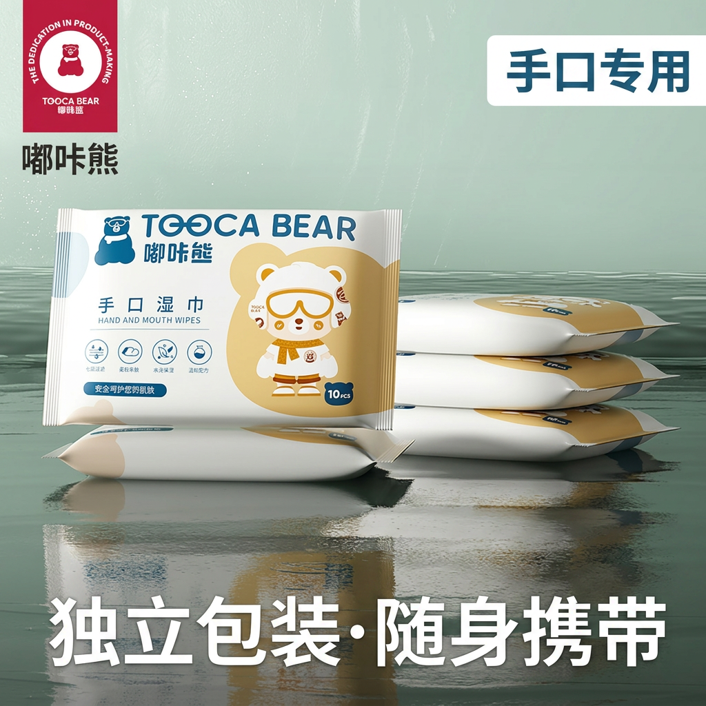 嘟咔熊湿纸巾小包便携随身装婴儿手口专用单独包装学生湿巾