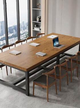 实木会议桌条形款式加厚50mm实木桌面稳固耐用环保,现代简约时尚
