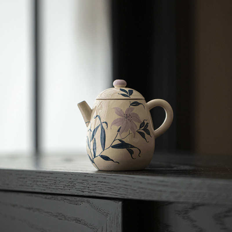 墨己化妆土手绘茶壶功夫茶具泡茶手执壶球孔过滤文人器小壶家用壶