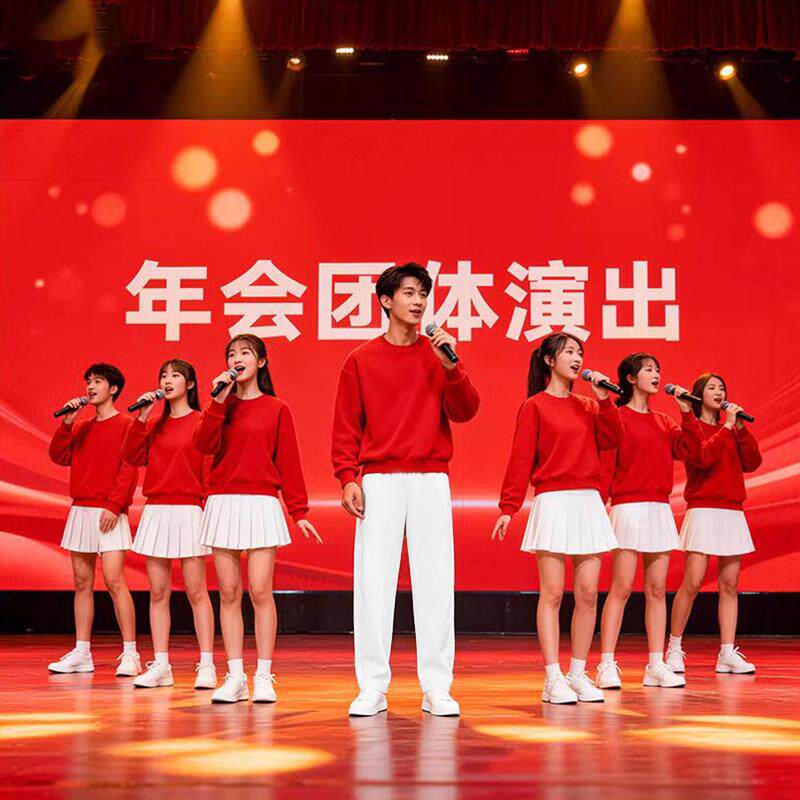 年会团体演出服啦啦操表演服成人爵士舞蹈男女同款打歌服舞蹈服装