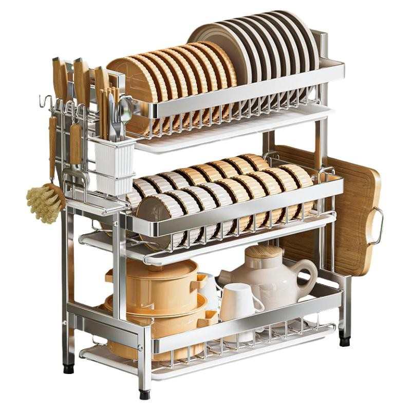 碗碟收纳架厨房置物架碗盘沥水架多功能放碗架碗筷餐具收纳盒碗柜
