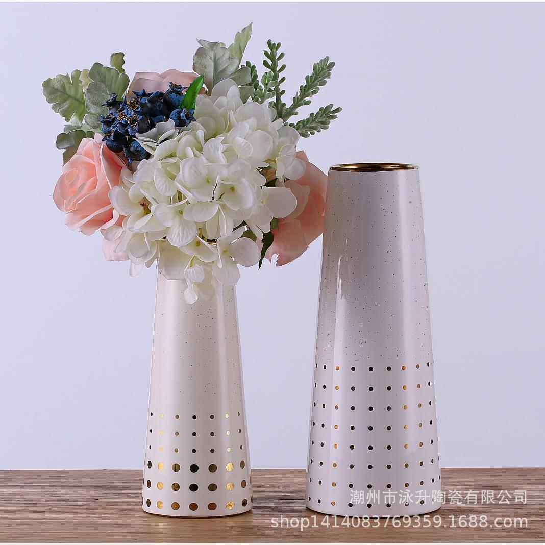 网红几何纹客厅玄关创意简约电镀花瓶小清新花插干花水培花器