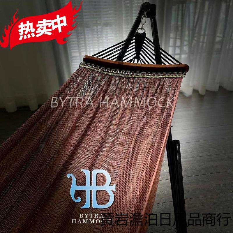 越南进口BAN MAI黑色加厚支架户外吊床 成人 网床折叠调节自驾床