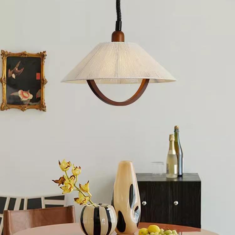 中470古棉麻伸缩吊灯美式式山复古餐厅书房台吧民宿布日艺氛围灯