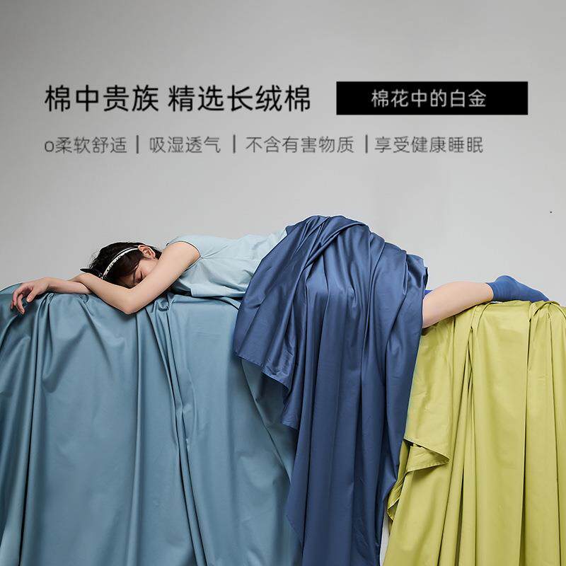 高端酒店100S棉长绒棉床单件简约全可棉裸睡8xs纯单双人床单上用