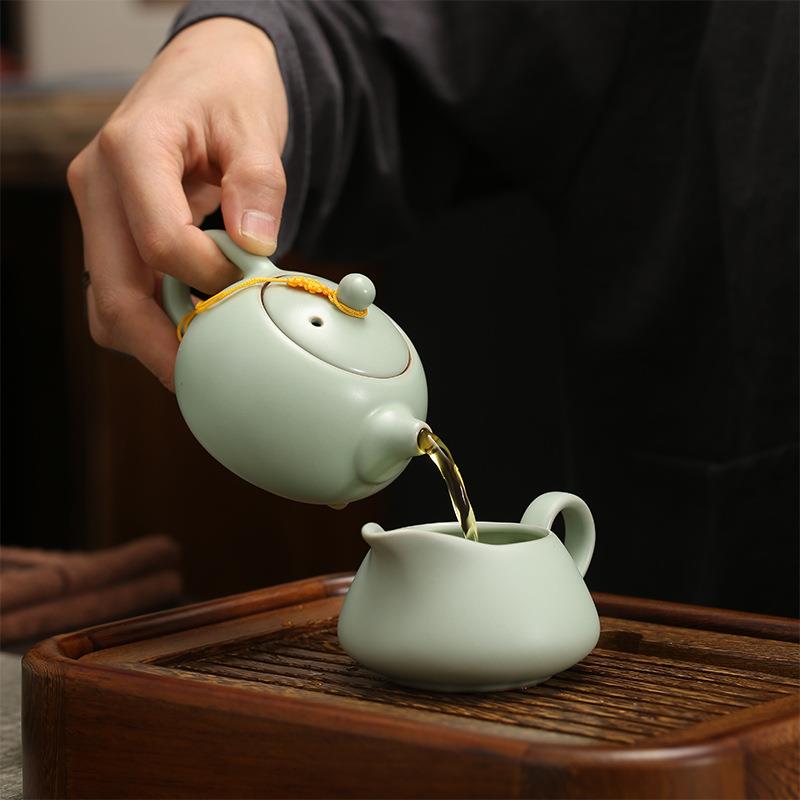 陶瓷汝窑茶道配件茶壶茶海公道杯茶海六君子功夫茶零散配