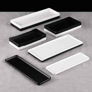 日式塑料托 托盘长方形窄长型长条盘子细长盘酒店宾馆放水杯盘置