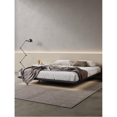 无悬床头浮床式实床木现代简约主卧意极简ENC排骨架无靠背双人床