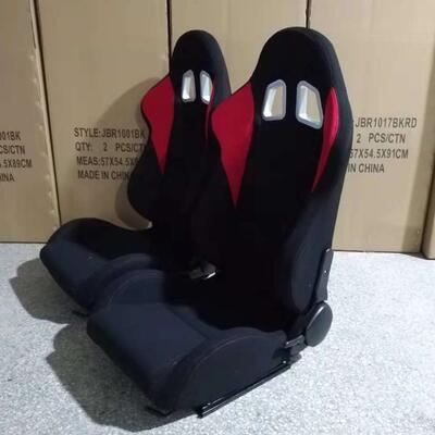 改装汽车座椅调角器单滑道红黑布料缝白线PVC赛车座椅