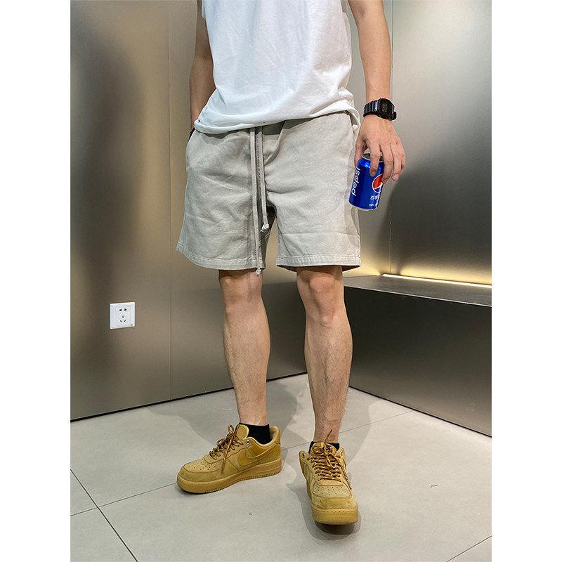 潮牌宽松斜纹短裤男士美式时尚休闲工装四分半热裤重磅水洗五分裤