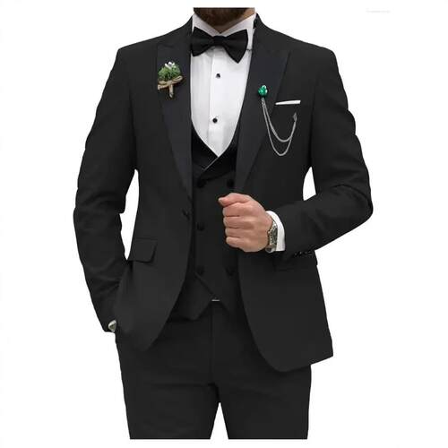 Blue Men Suits Slim 3 Double Breasted Suit Prom Blazer Vest