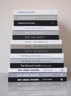 22-30cm多尺寸黑白灰简约现代人工书样板房家居展厅书柜装饰书