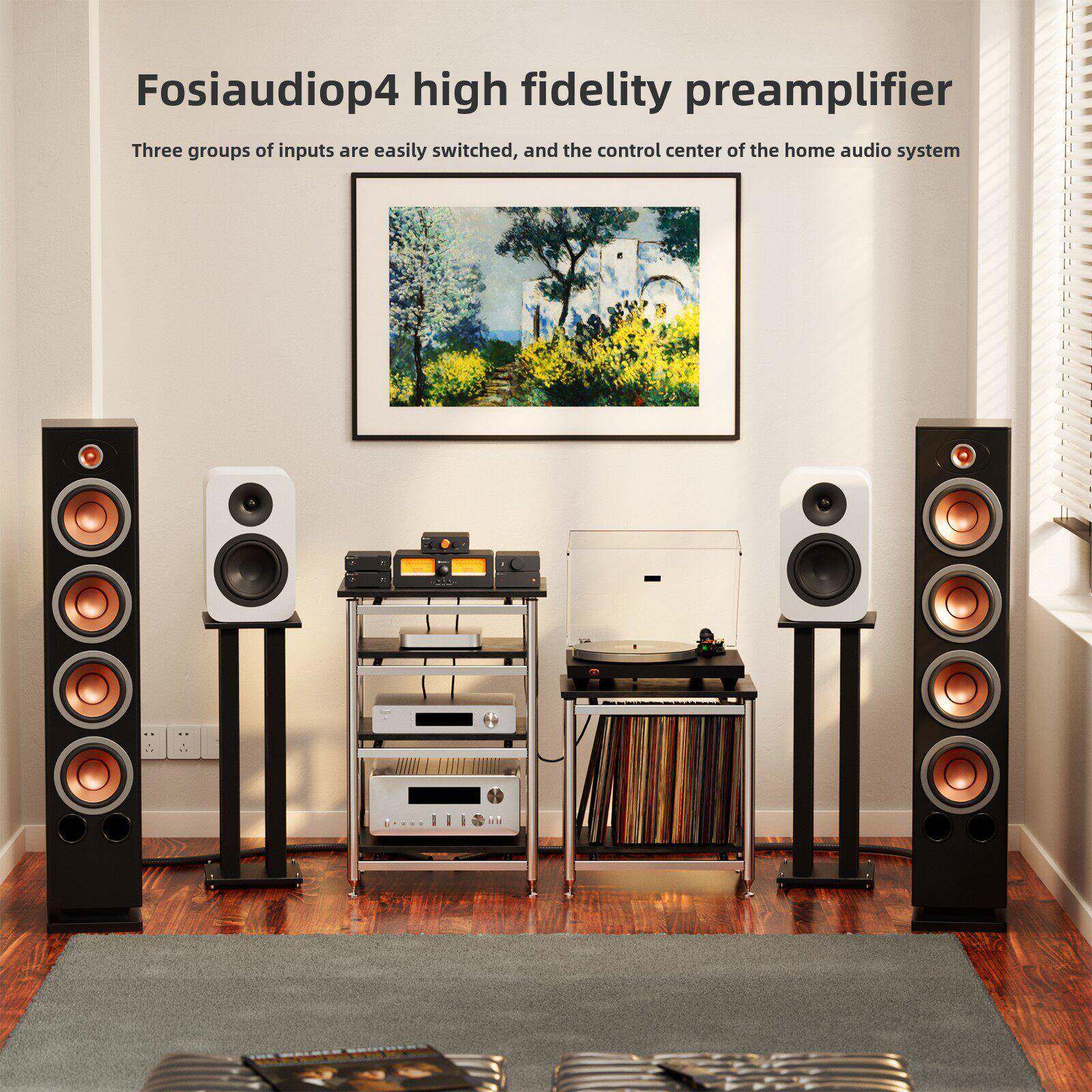FosiAudio遥控前级放大器发烧前置功放唱机效果器高保真放大器P4