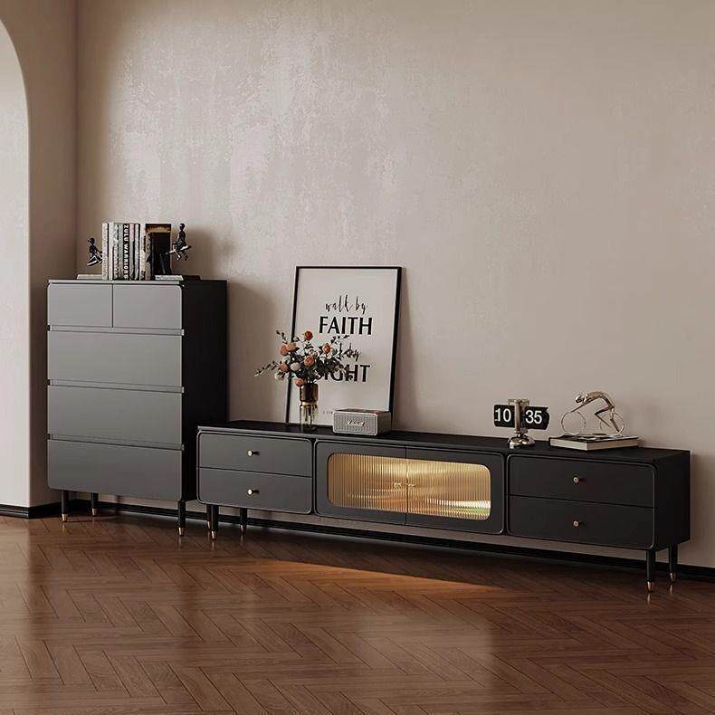 电视柜茶几组合套装简约现代小户型客厅黑色落地柜电视柜边柜