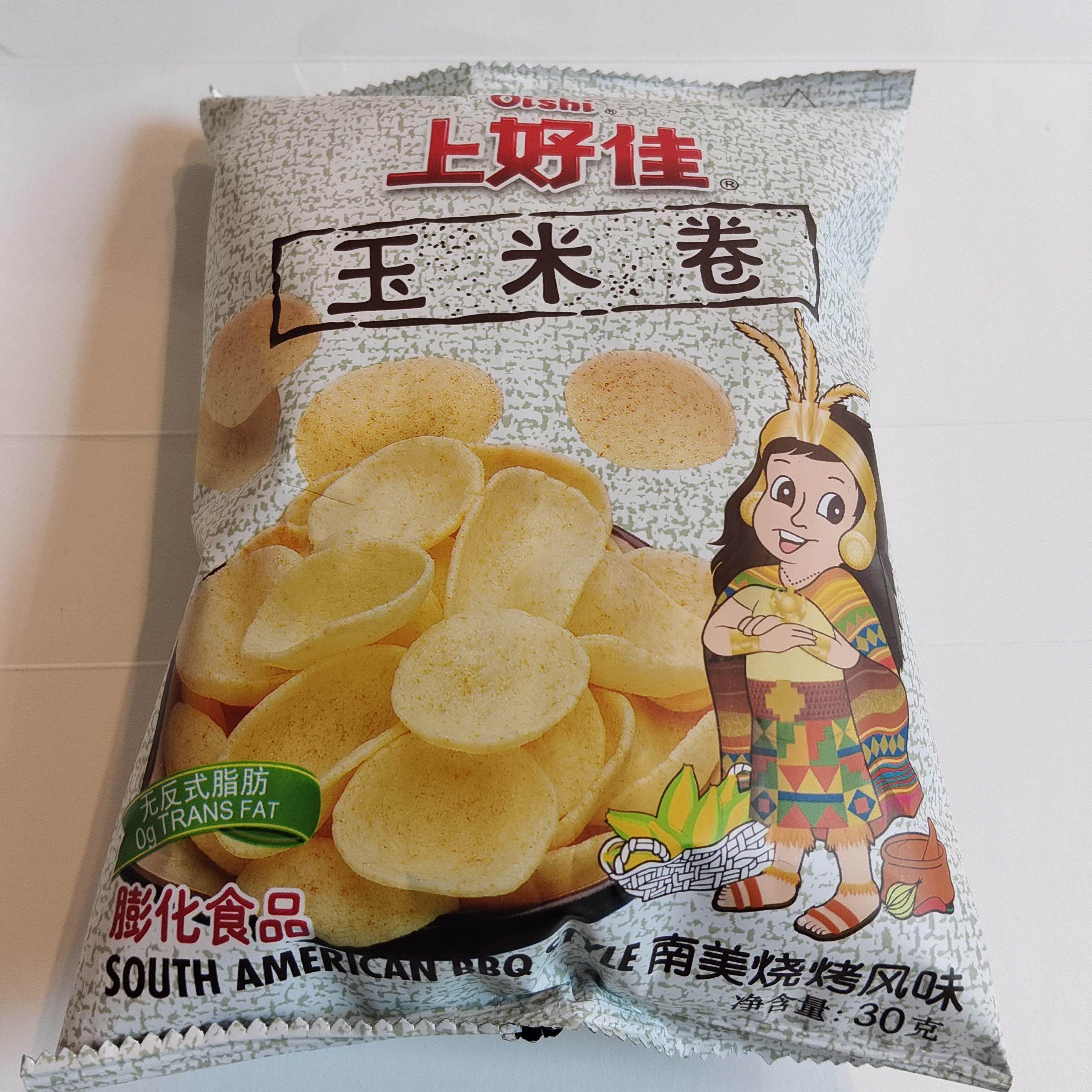新货上好佳玉米卷膨化食品烧烤风味30g/包