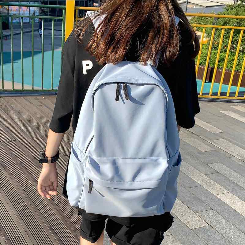 新款纯色包女ins大学i大ns背包容生量高中书初中生百ICZ搭双肩包