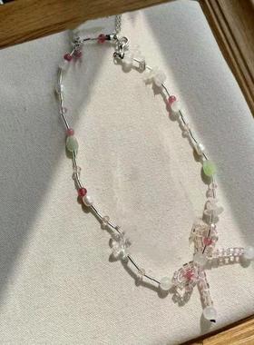 糖果串珠项链甜美少女粉色项链