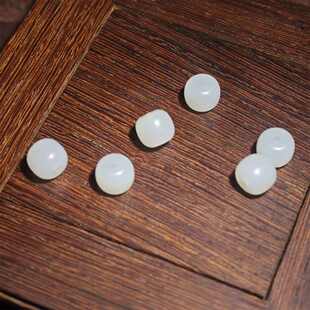 真俄料和田玉羊脂白玉7*8mm直切老型珠散珠配珠高档珠宝饰品可证