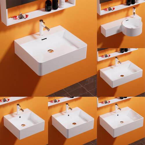 挂式洗手盆单水槽陶瓷挂墙洗脸盆家用简易小户型方形挂盆小号洗面