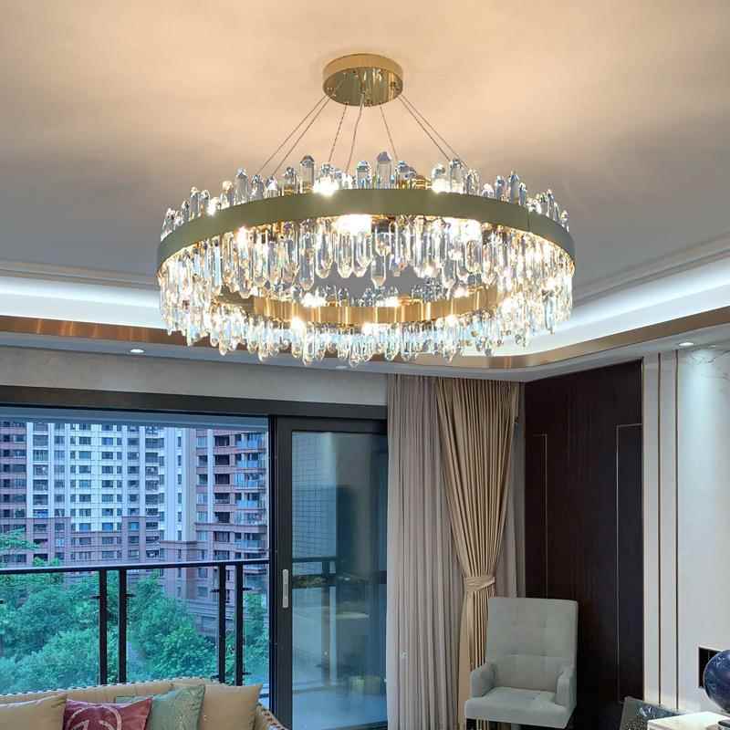 轻奢吊灯晶吊客水晶灯圈厅灯简约水现代大气餐吊灯灯大气后现代厅
