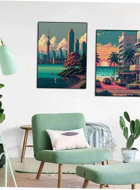 5D Diy Diamond Painting City Pixel Art Picture Full Diamond