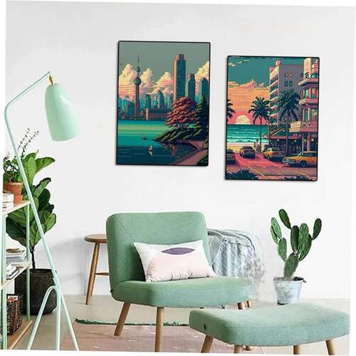 5D Diy Diamond Painting City Pixel Art Picture Full Diamond