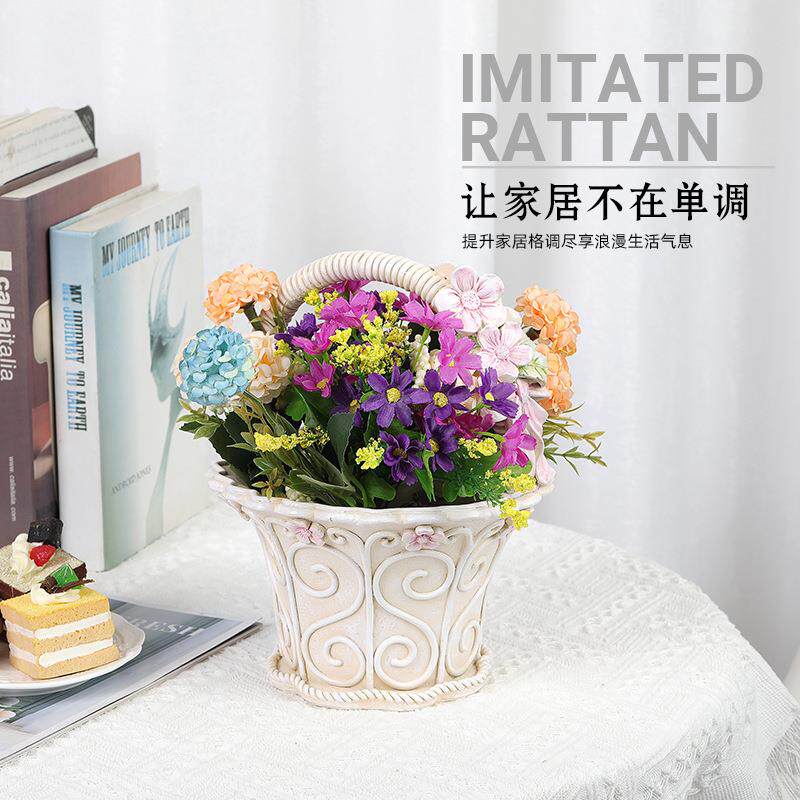 创意欧式花篮花园装饰摆件树脂雕塑花盆户外庭院园艺阳台家居摆设