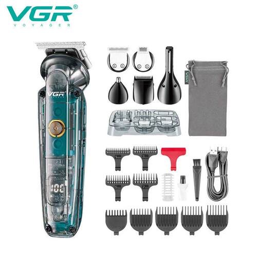 Vgr102男士护理套装六合一数字显示雕刻电动剪发器剃须多功能剪发