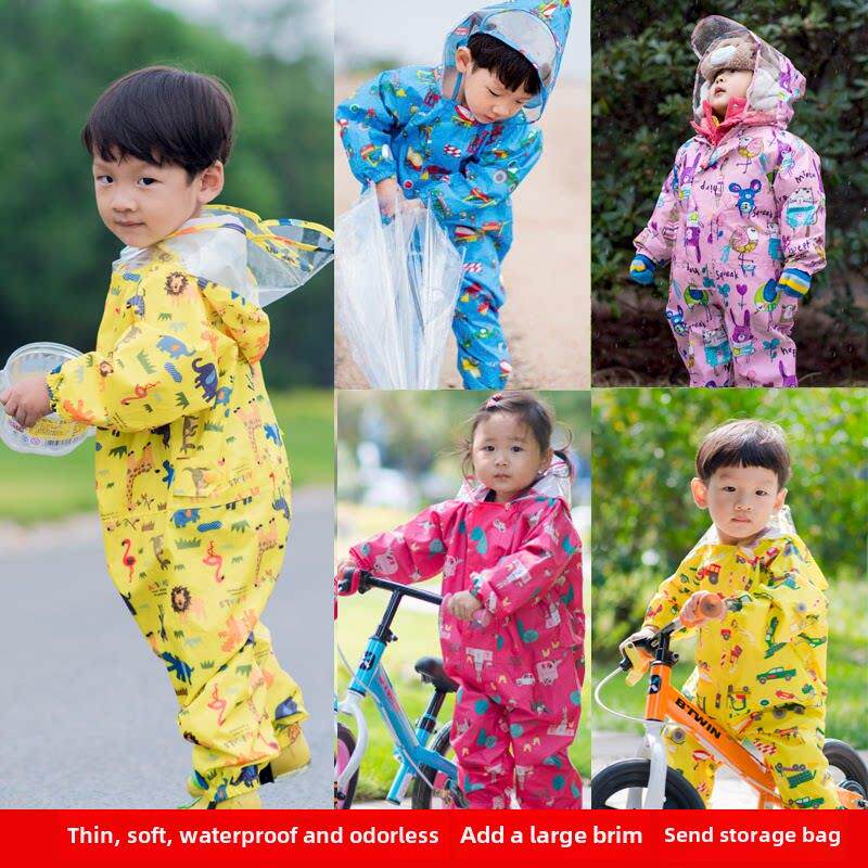 儿童雨衣男女童婴幼儿园小孩宝宝大帽檐防水春夏雨裤雨披连体套装